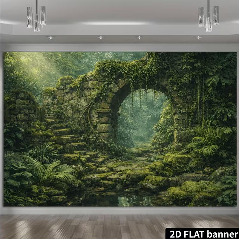 2D Jungle Ruin Backdrop for Fantasy, Adventure and Nature Themed Photography
