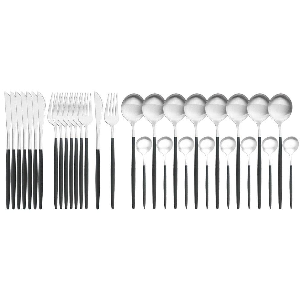 32Pcs Gold Dinnerware Stainless Steel Cutlery Set Knives Fork Tea Spoon Dinner Silverware Set Service 8 Kitchen Tableware Gift Set