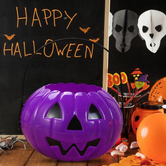 Scary Halloween Candy Bucket Detachable Pumpkin Kettle Box for Trick or Treat Spacious Eye-catching Decoration