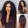 Curly Long Dark Ombre Brown Lace Front Synthetic Wigs Lace Wig for Black Women Natural High Density Daily Use
