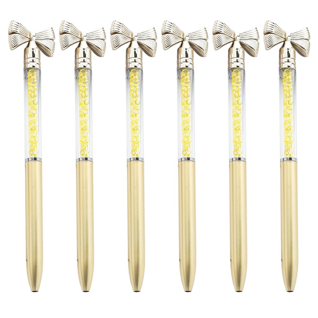 6 шт. шариковая ручка с бантом, хрустальная ручка для подписи, поворотная ручка для подписи, наконечник 1,0 мм, плавно пишущая ручка для бизнеса, подарочная ручка
