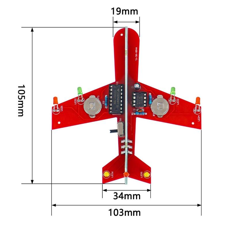 1 Set Flashing Led Pcb Diy Electronic Kit Small Airplane Cd4017 Flow Lamp Welding Practice Electronic Science Assembly Kit