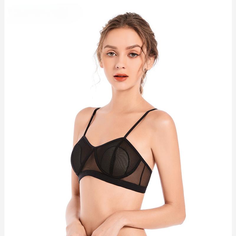 Тонкие бретели Тонкая секция Pure Desire Mesh Дышащее нижнее белье без стального кольца Верх с полным запахом поддерживающий бюстгальтер