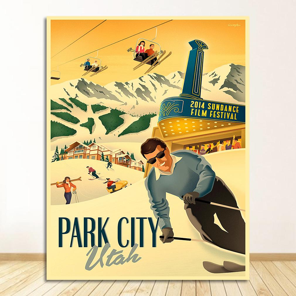 Винтажные настенные крафт-постеры с покрытием, настенные наклейки для украшения дома, фотографии в стиле ретро, ​​лыжи в Альпах, Швейцария, холст, живопись, катание на лыжах