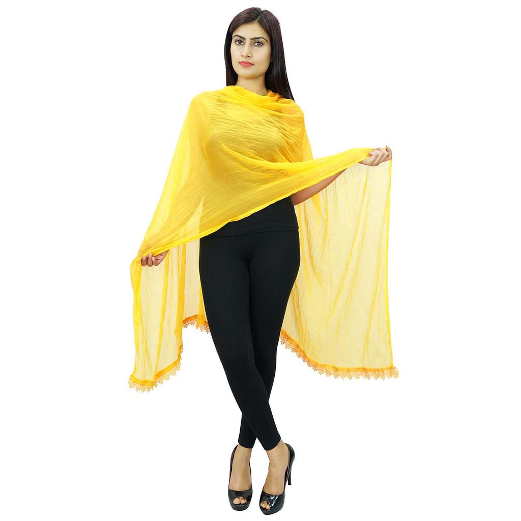 Chiffon Blend Dupatta Long Stole Women Neck Wrap Indian Scarves Chunni Beach