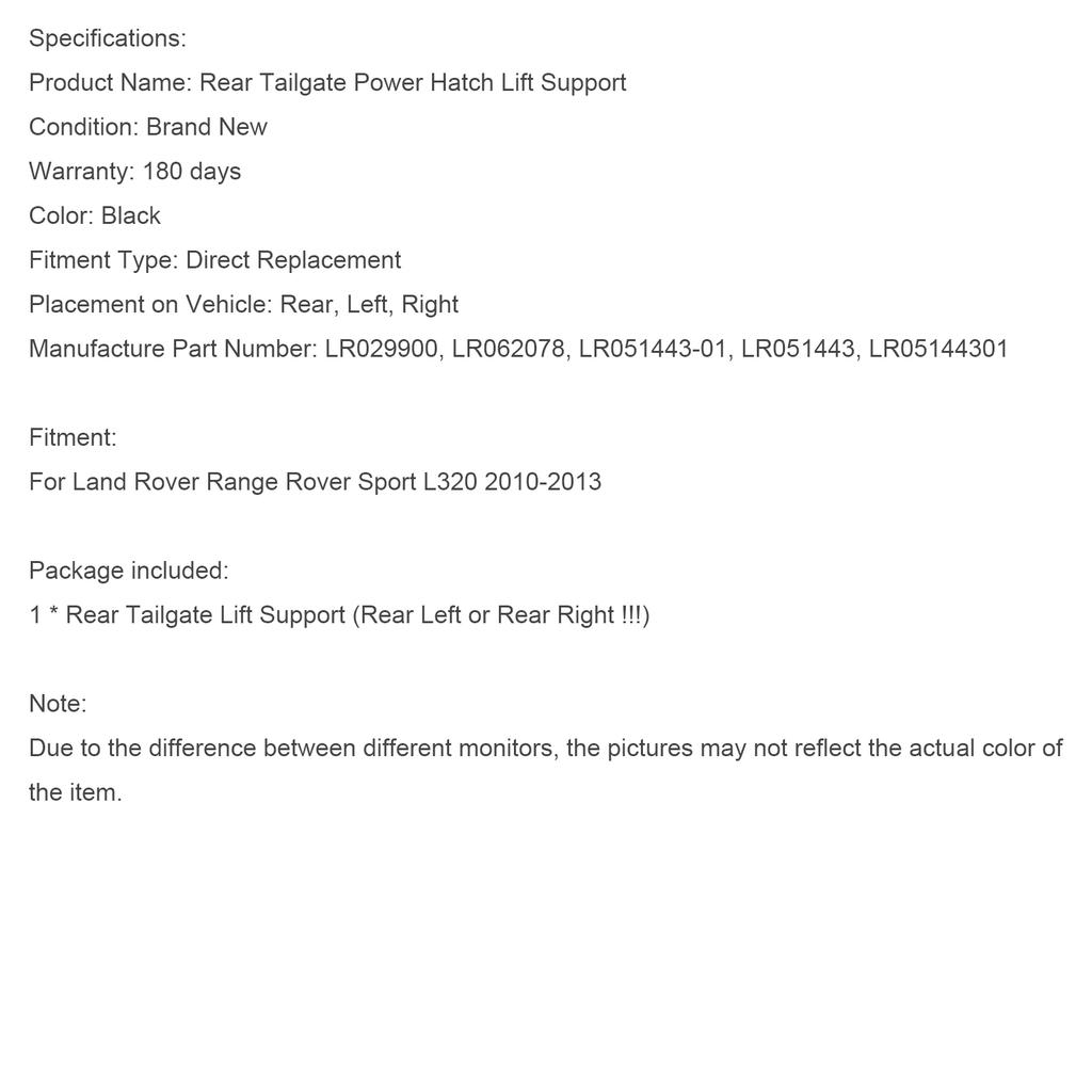 Электрический газовый упор задней двери LR051443 Подходит для Range Rover Sport L320 2010-2013