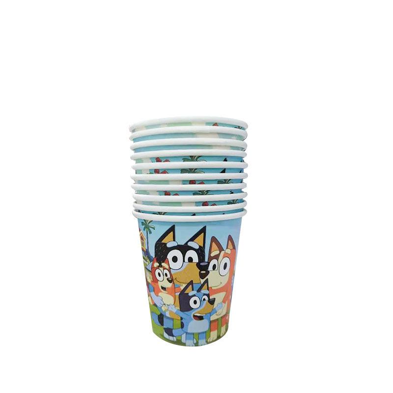 Bluey Birthday Party Supplies Disposable Tableware Set Cups Napkins Plates Hanging Swirls Banner For Boys Kids Party Decoration
