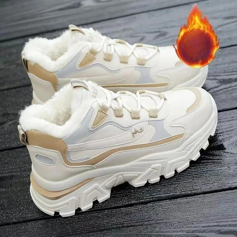 Winter Women's Shoes New Platform Cotton Shoes Women's Lace-up Casual Sports Shoes and Ankle Boots Running Shoes Warm Snow Boots