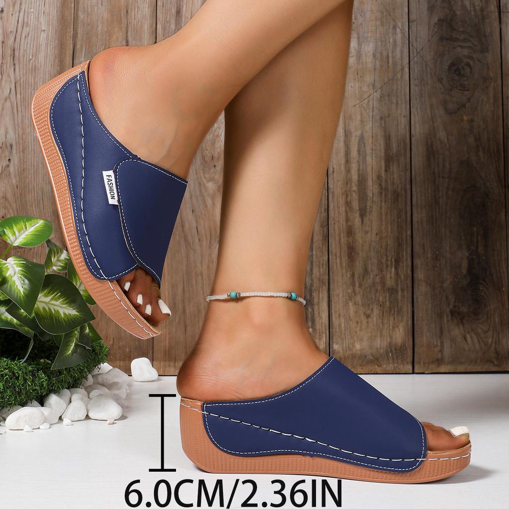 Большие размеры Платформа Тапочки Женские Новые Летние Модные Тапочки Рыбий Рот Танкетка Женские