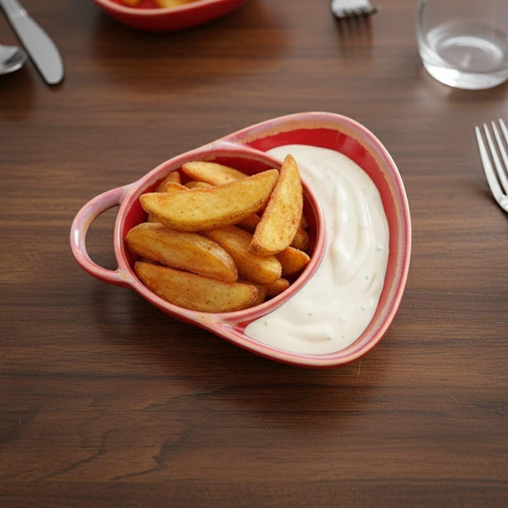 Heat-resistant Vintage Separated Fruit Salad Plate Ceramic French Fry Plate Dinner Dish Hotel