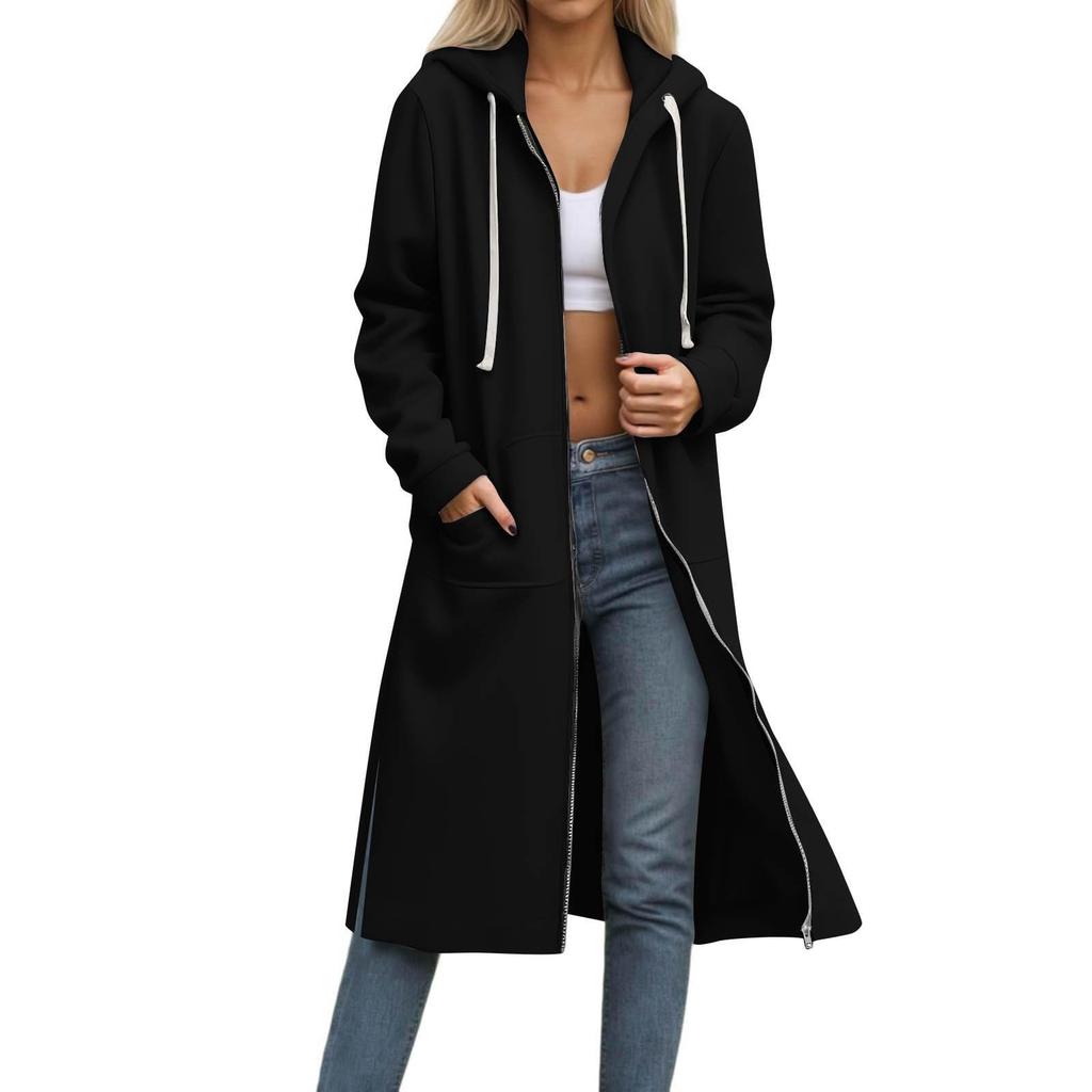 Long Zip Up Hoodie Women Lined Hoodies Zippered Hooded Sweatshirts Jackets With Hood