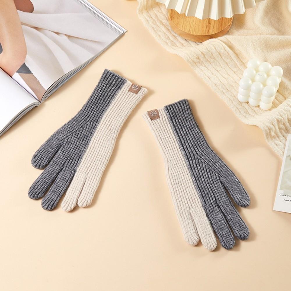 Stretchy Fabric Knitted Gloves Cold-Proof Full Finger Mittens New Touch Screen Gloves Women