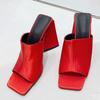 New Summer Purple Strange High Heels Mules Womens Slipper Outdoor Gladiator Sandals Square Toe Slip On Slides Shoes
