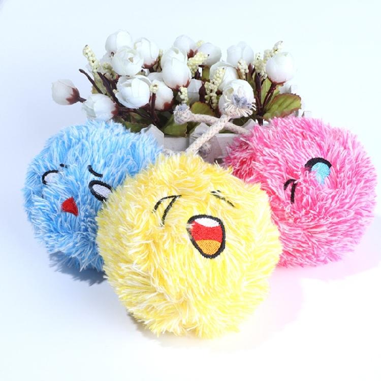 Colorful Balls Cat Toy Pompoms Squeaking Chasing Balls 4" Diameter