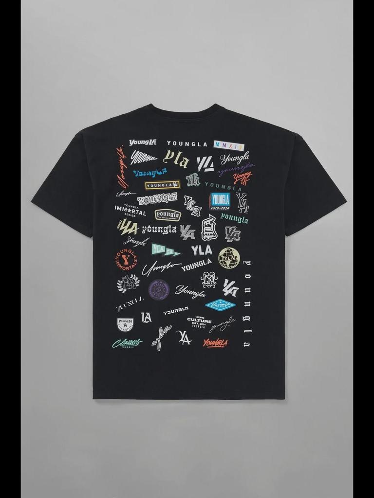 Мужская футболка свободного кроя YOUNG LA из хлопка — летний принт на всю спину, короткие рукава, круглый вырез, повседневный спортивный топ для фитнеса