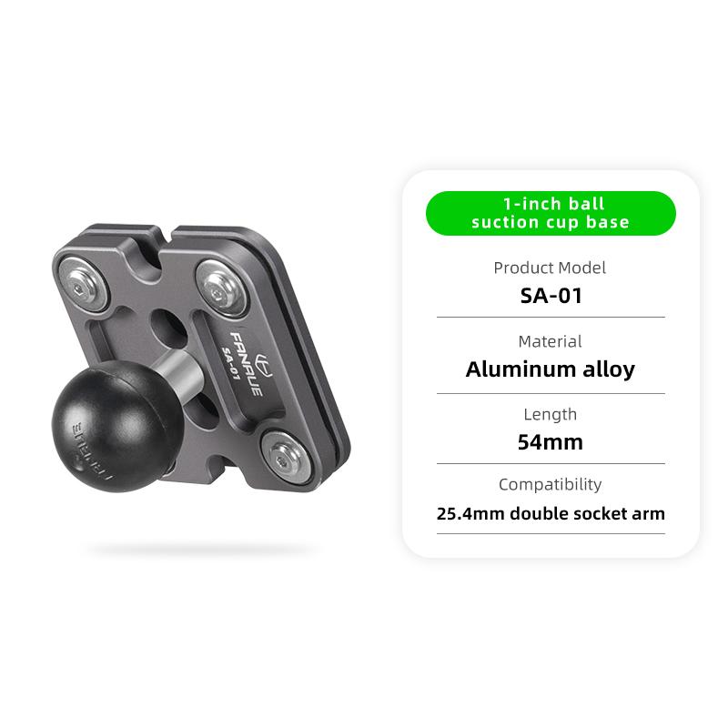 FANAUE Aluminum 1 inch Ball Head Adapter 25mm Mount Base Motorcycle Phone Holder Handlebar for DJI GoPro Insta360 Action Camera