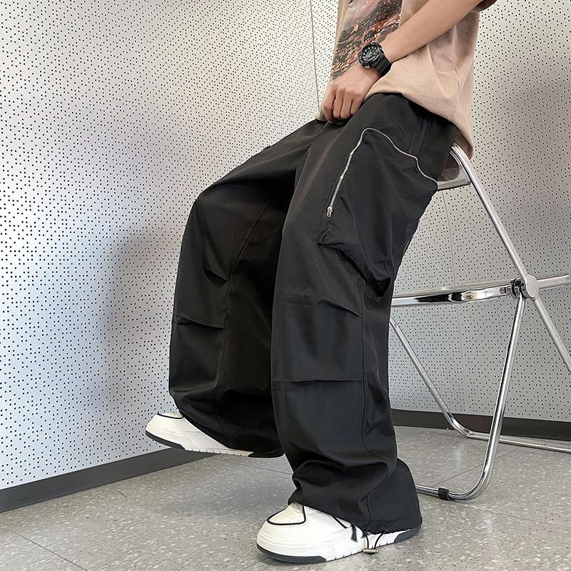 Мужские мешковатые черные брюки-карго большого размера Y2K, японская уличная одежда, прямые брюки в стиле Харадзюку, мешковатые широкие брюки, мужские винтажные карманы