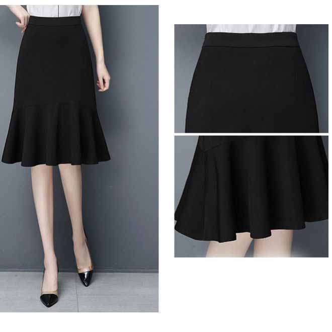 Юбка-рыбий хвост, юбка до середины тела, женская весна/лето, высокая талия, тонкая модная юбка средней длины с рюшами и запахом на бедрах