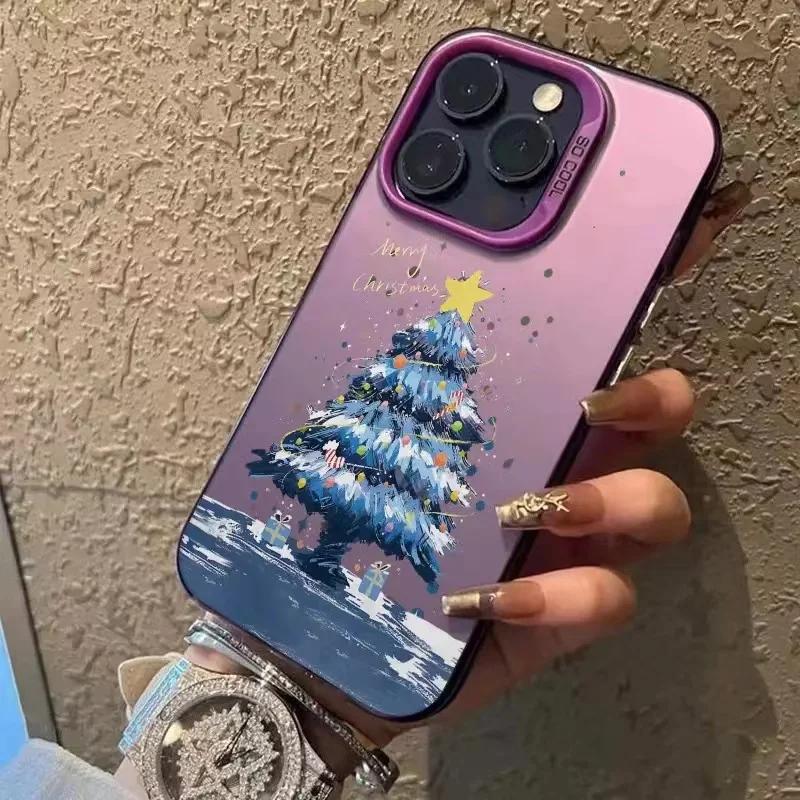 Новая Елка Новый Год Подарок Чехол для Телефона Для iPhone 15 14 11 12 13 Pro Max X XS XR 8 7 14 Plus Защита Камеры Покрытие Обложка