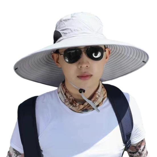 Мужская шляпа рыбака с большой полостью, защитой от ультрафиолета и солнечных лучей, с сеткой, ветрозащитным ремешком, защитой полей, быстросохнущая