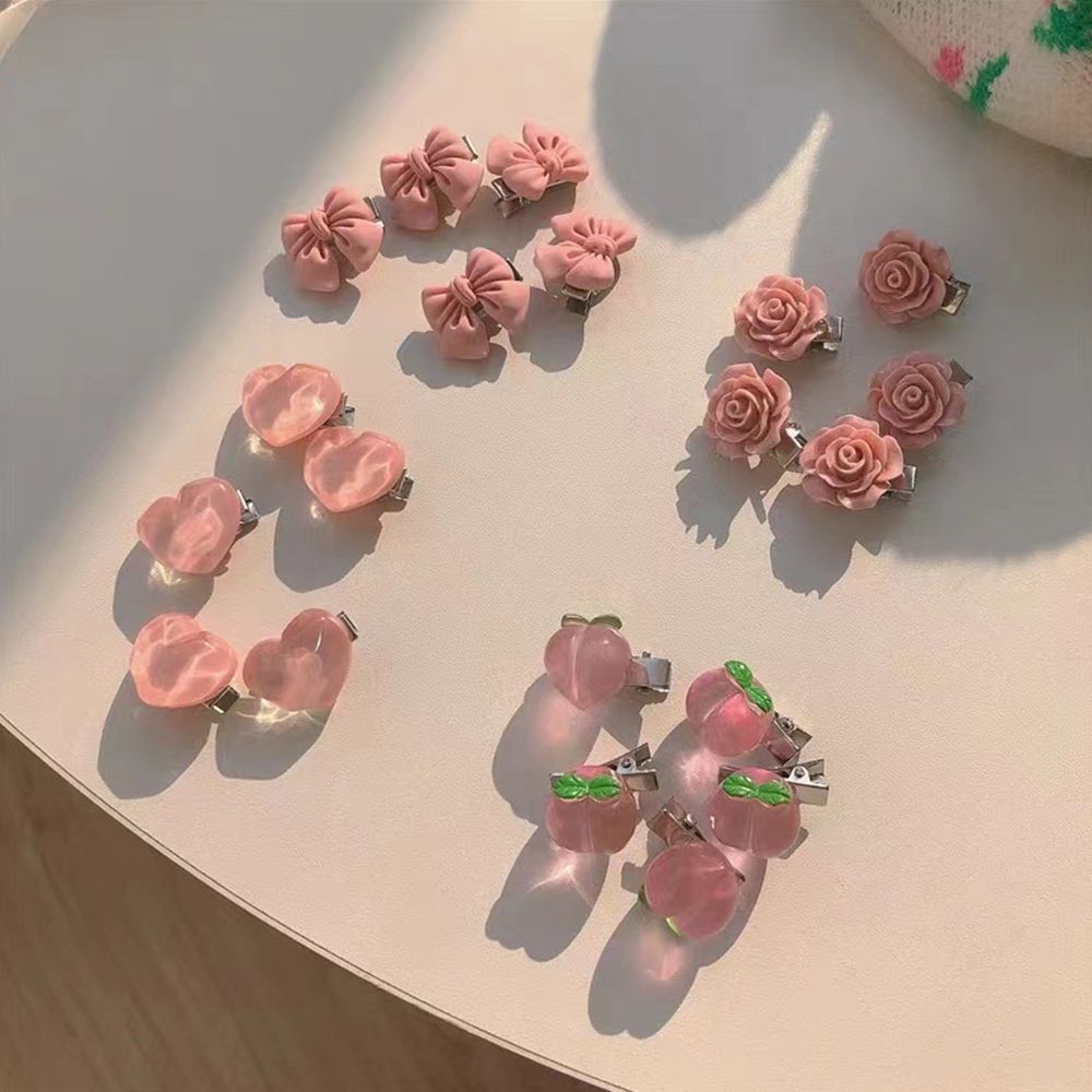 Love Heart Resin Korean Style Hair Clip Women Hair Accessories Small Side Clip Duckbill Clip