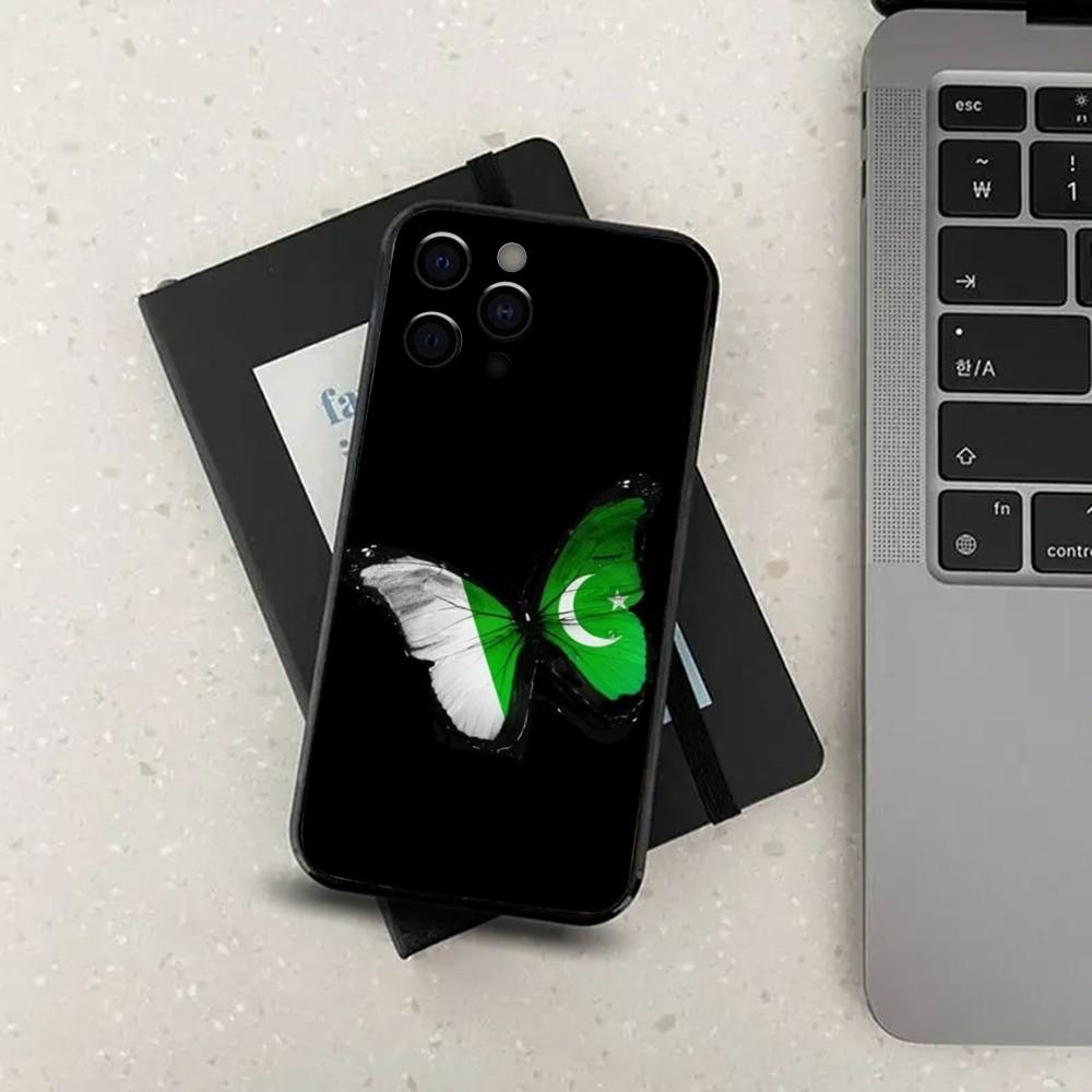 Чехол для телефона с флагом Пакистана для Apple iPhone 15,14,13,12,11,Pro,X,XS,Max,XR,Plus,Mini Мягкий черный чехол