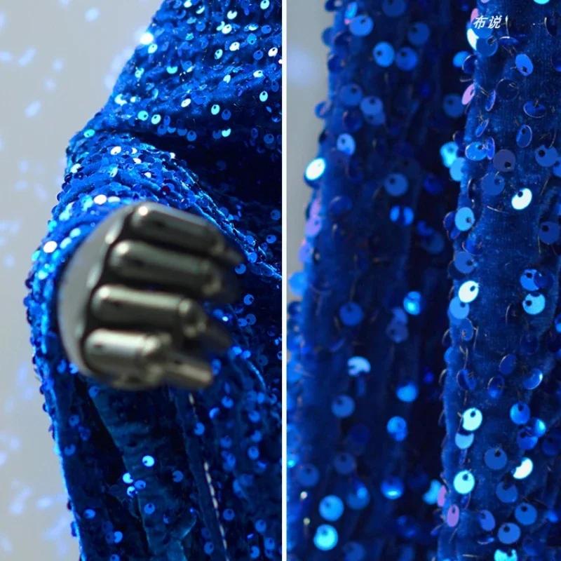 100x125 см эластичная мягкая бархатная ткань с пайетками платье танцевальное платье ювелирные изделия оптовая продажа ткань для самостоятельного шитья одежды материал 5 мм бисер