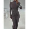 Fashion Style Ins New Arrival Fashion Sexy Elegant Cinched Slimming Long Dress Sexy High Waist Crimp Long Sleeves Dress
