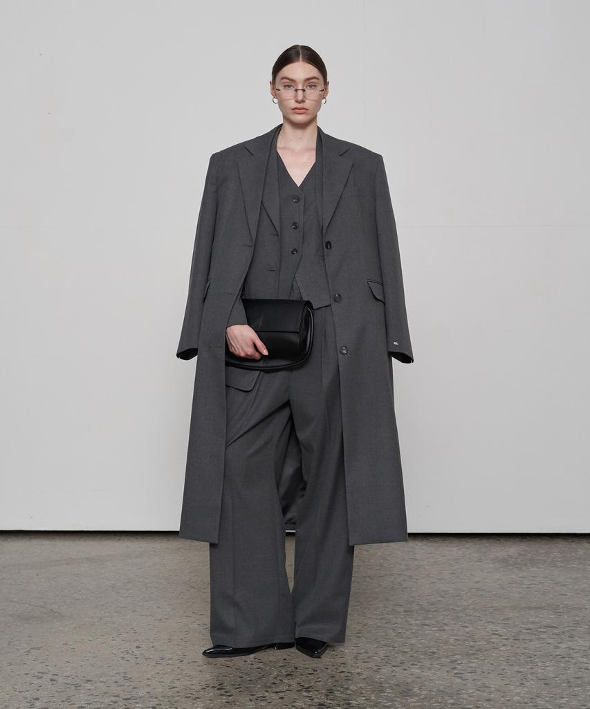 Fromwhere Oversized Wool Single Coat Gray