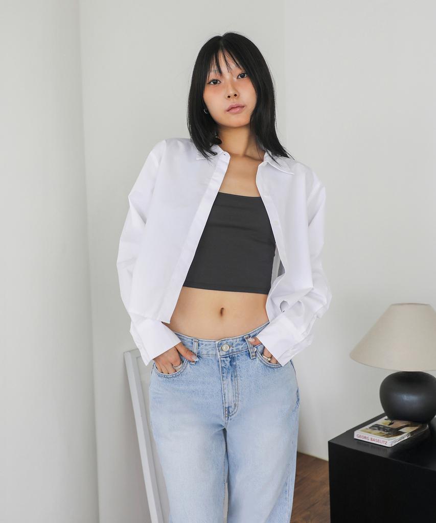 TOPGIRL Solid Hidden Button Cropped Shirts_T326Tp112