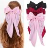 1Pcs 8inch Elegant Bow Ribbon Hair Clip Fashion Solid Bowknot Satin Hairpin Barrettes Girls Ponytail Clip Women Hair Accessories