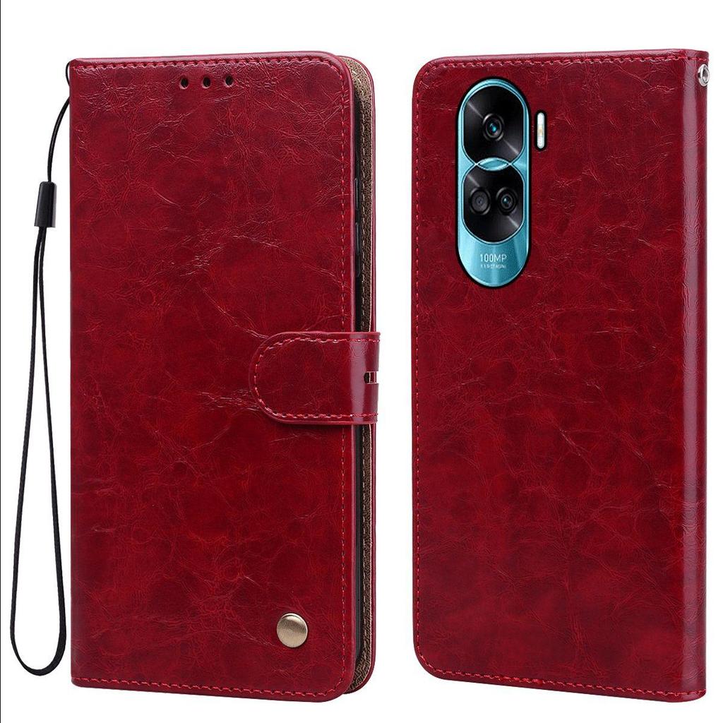 Винтажный чехол-бумажник из ПУ кожи с текстурой Crazy Horse для HONOR 90 lite, с держателем для карт, подставкой, противоударной защитной крышкой