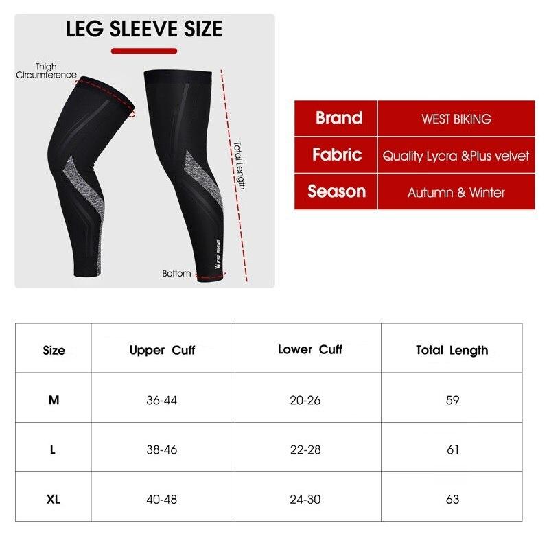 WEST BIKING Thermal Leggings Warm Velvet Leg Sleeves for Running Fitness Sports Gear MTB Road Bicycle Use Autumn Winter plus