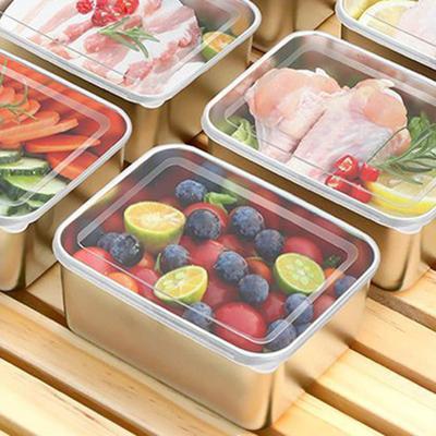Контейнеры для хранения продуктов из нержавеющей стали Герметичные контейнеры для закусок с крышкой Штабелируемый ланч-бокс для кемпинга, пикников, школы
