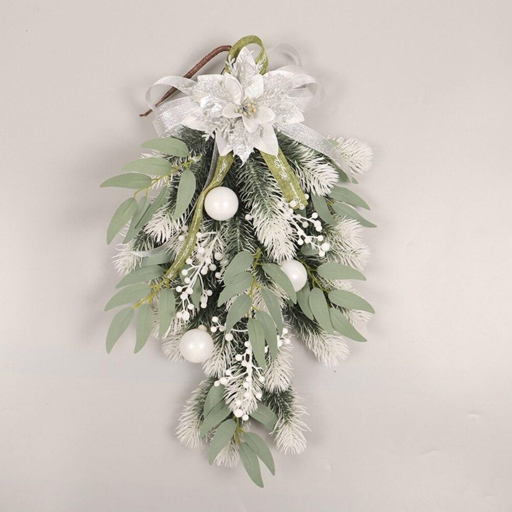 Рождественский венок Рождественская елка ручной работы венок с бантом Искусственная рождественская гирлянда Праздничные украшения для входной двери Новый год