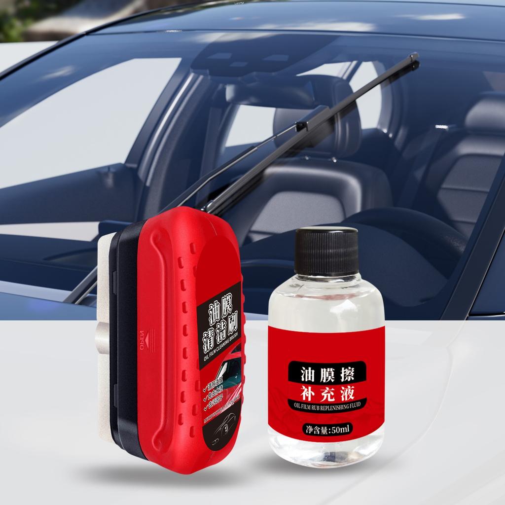 Car Glass Oil Film Cleaner - Car Windshield Oil Film Cleaner, Car Oil Film Cleaning Brush, Glass Oil Film Remover 120ml