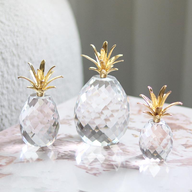 Современный свет роскошь искусство прозрачный кристалл фрукты ананас настольные украшения вход кабинет отель мягкий декор аксессуары для дома