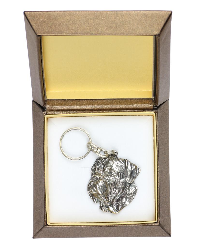 Dogue de Bordeaux, French Mastiff – Silver-plated pendant with a dog in a decorative box, handbag decoration – Design 01 | Art-Dog