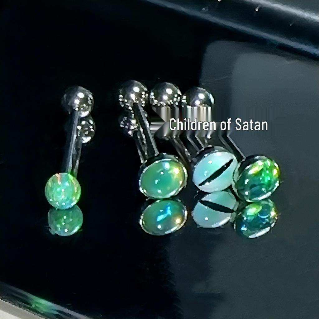 Satan's Child Brewing Зеленый Скрывает Опаловый Мерцающий Пирсинг Языка Серия