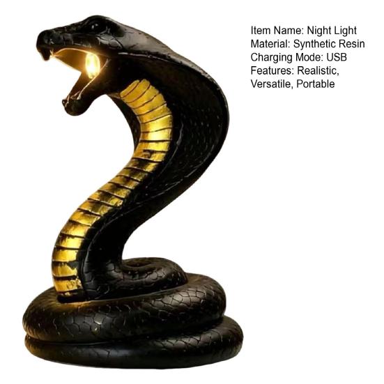 Ночник-змея с питанием от USB Реалистичная sculpted-смола Энергоэффективная декоративная змеиная лампа для спальни, гостиной, офиса Подарок