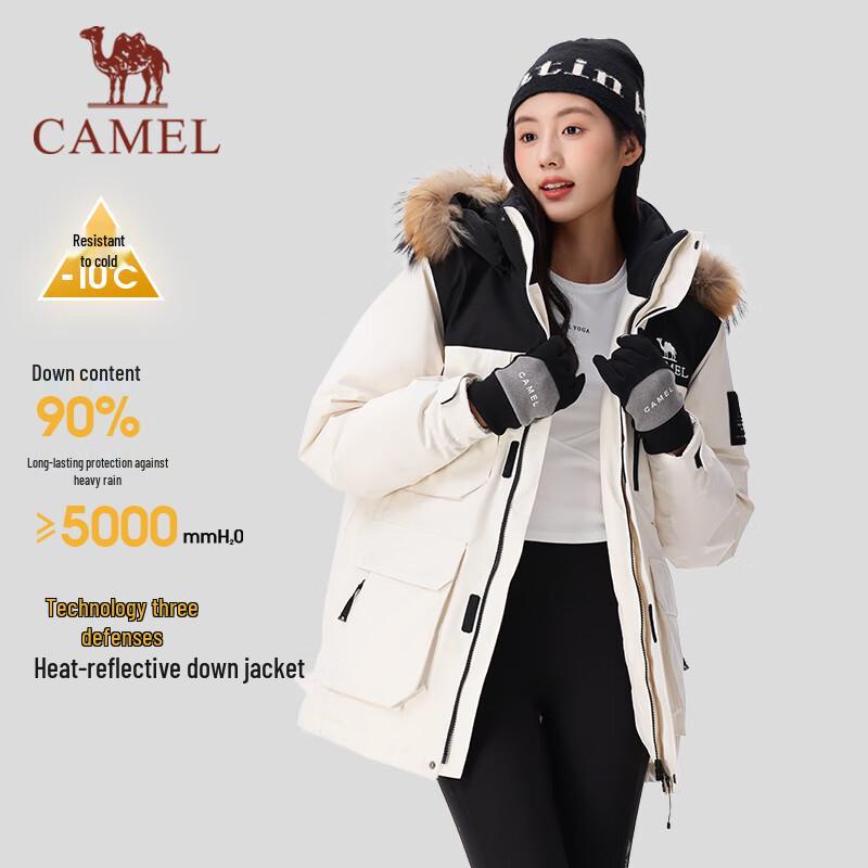 Camel Мужская утепленная рабочая парка с капюшоном и меховым воротником, пуховик