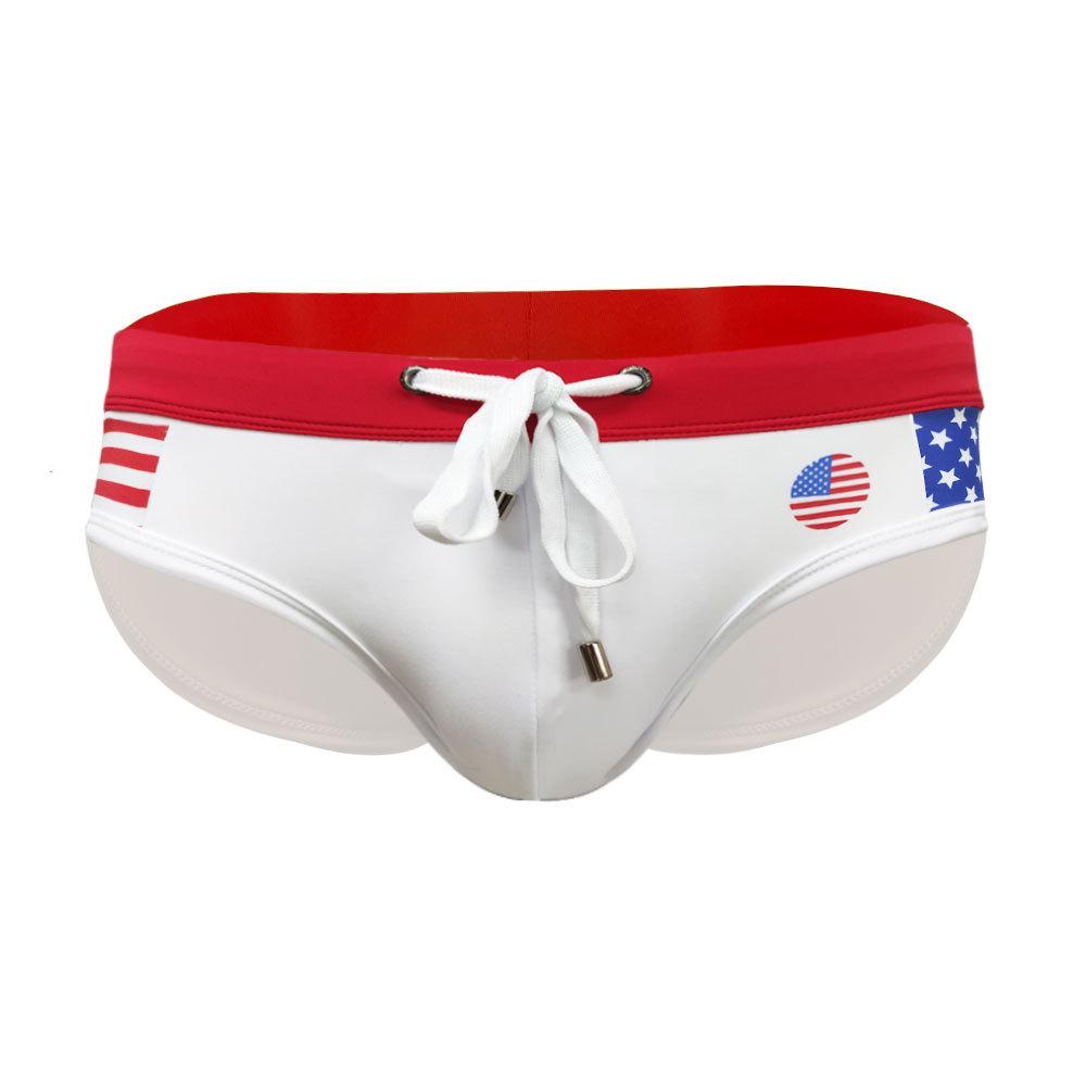 Мужские плавки-треугольники UXH с цветовыми блоками: Многоцветный, Дизайн в стиле флага, Облегающие и сексуальные шорты