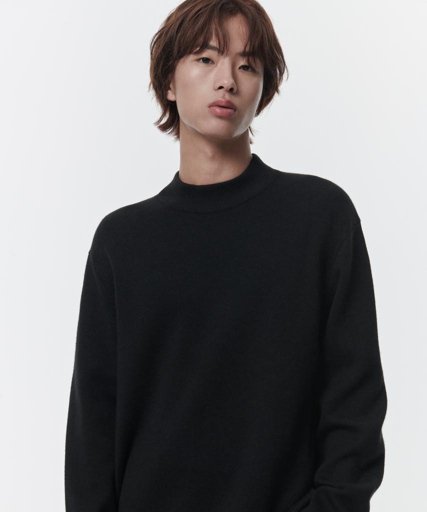 MUSINSA STANDARD Minimal Mock Neck Knit [Black]