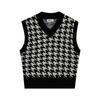 Hirsionsan V Neck Houndstooth Knitted Vest Women 2021 New Korean Cashmere Loose Sleeveless Sweater Female Loose Autumn Pullovers