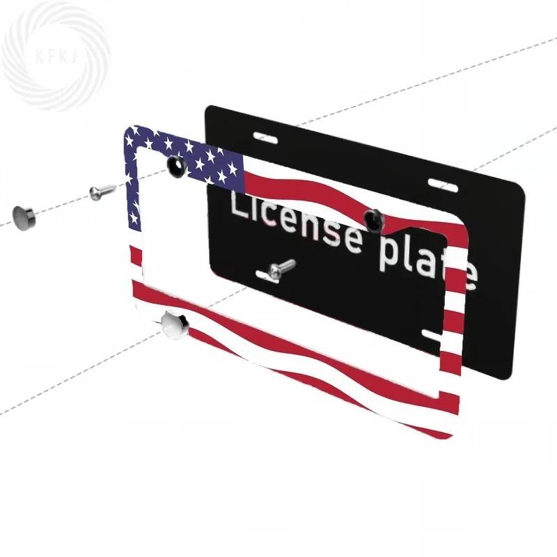 1pcs Number Plate Holder Car Decoration Universal Aluminum Alloy US 2025 Car License Plate Frame Cover Auto Accessory Waterproof License Plate Covers