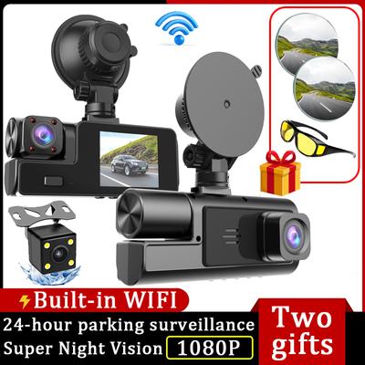 3-канальный видеорегистратор для автомобилей, видеорегистратор с Wi-Fi, портативная камера заднего вида 1080P для автомобиля, автомобильный видеорегистратор, G-сенсор, автомобильный аксессуар