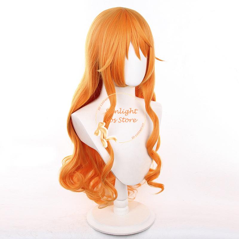 Nami Wig Women 75cm Curly Orange Wigs Adult Nami Cosplay Anime Cosplay Wigs Heat Resistant Synthetic Hair Halloween