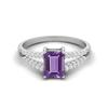 7X5MM Octagon Amethyst Gemstone 925 Sterling Silver Solitaire Split Shank Women Wedding Ring
