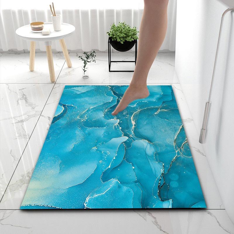 Marble Pattern Kitchen Mat Doormat Carpet Durable Absorbent Non-Slip Entrance Bedside Rug Washable Living Room