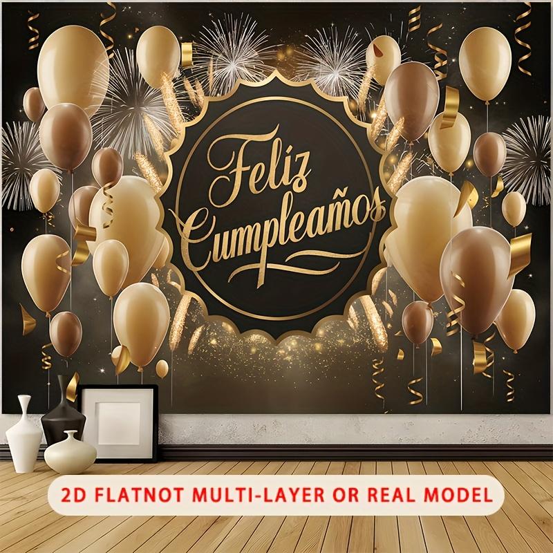 Spanish Feliz Cumplea?os, 1pc Polyester Party Backdrop Banner, Photo Booth Background, Wall Decor